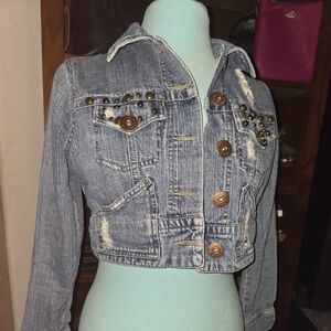 Vintage Z Cavaricci Cropped Denim Jacket Size Small